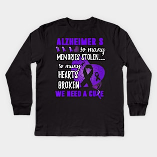 SO MANY MEMORIES STOLEN LEAVES ALZHEIMER AWARENESS Gift Kids Long Sleeve T-Shirt